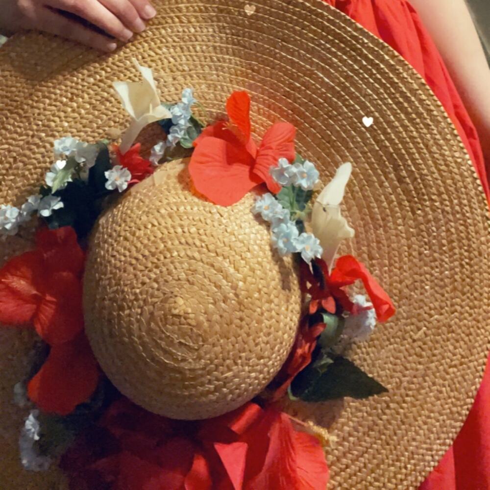 Floral Cottagecore straw hat wide brim
